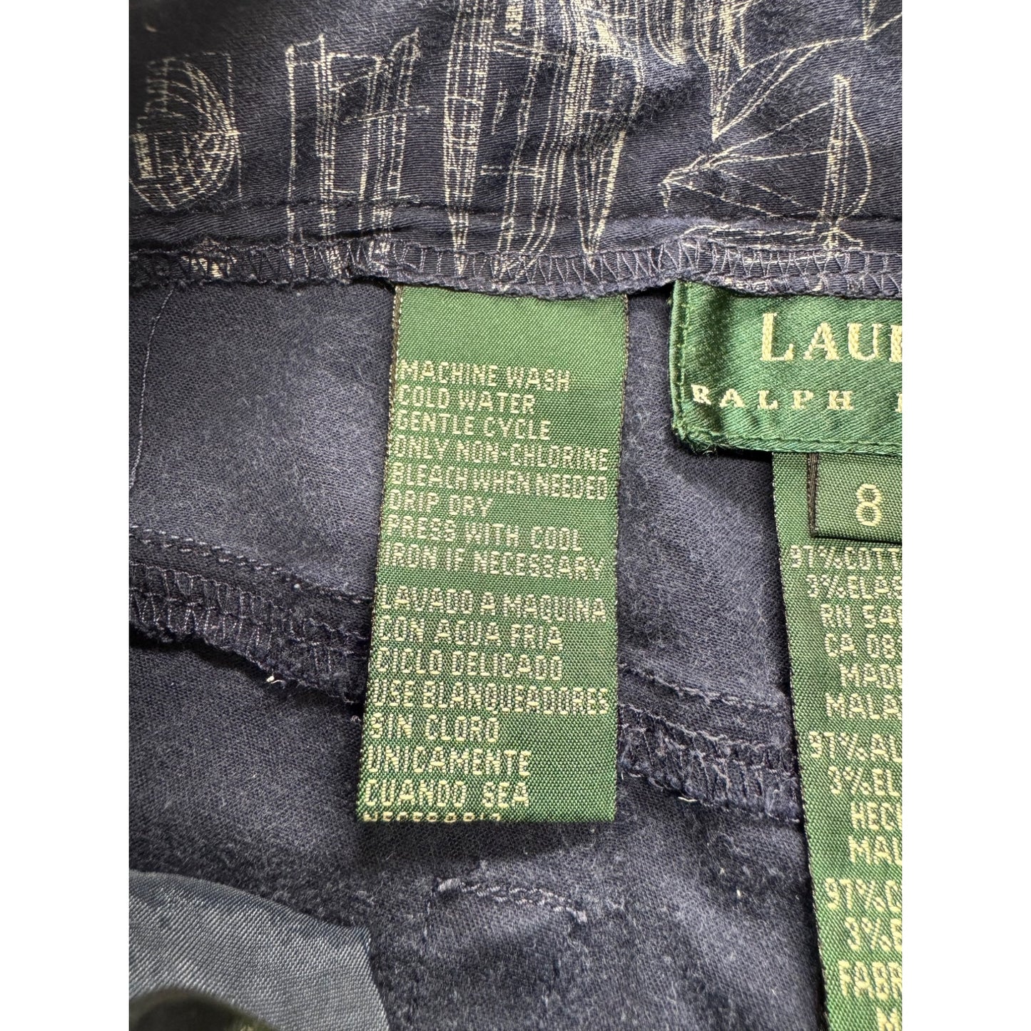 Ralph Lauren Navy Sailboat Print Pants Size 8 #9088