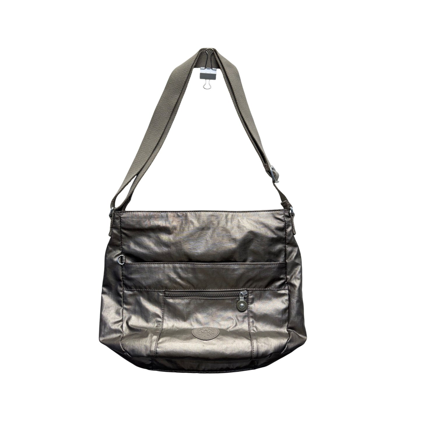 Kipling Metallic Gray Adjustable Crossbody Bag #9840