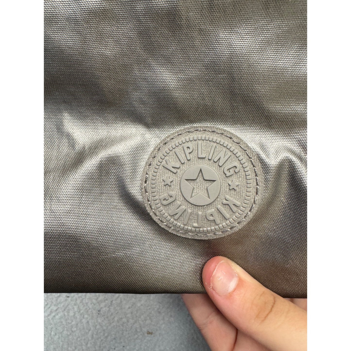 Kipling Metallic Gray Adjustable Crossbody Bag #9840