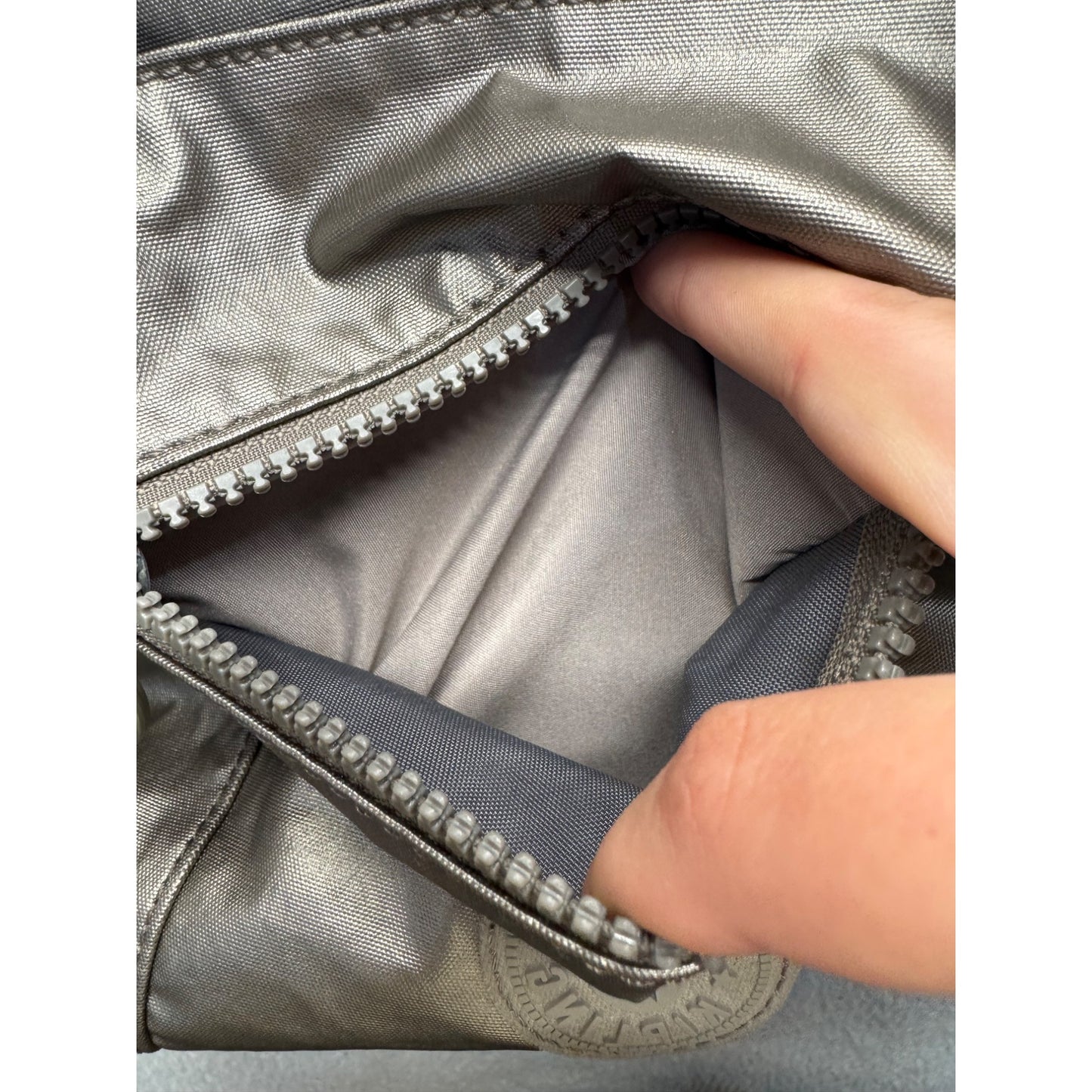 Kipling Metallic Gray Adjustable Crossbody Bag #9840
