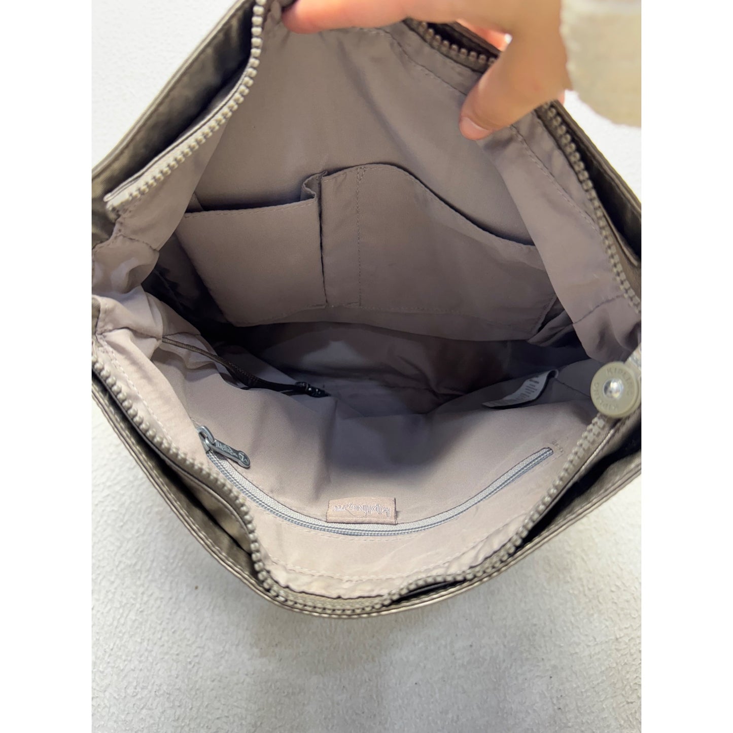 Kipling Metallic Gray Adjustable Crossbody Bag #9840