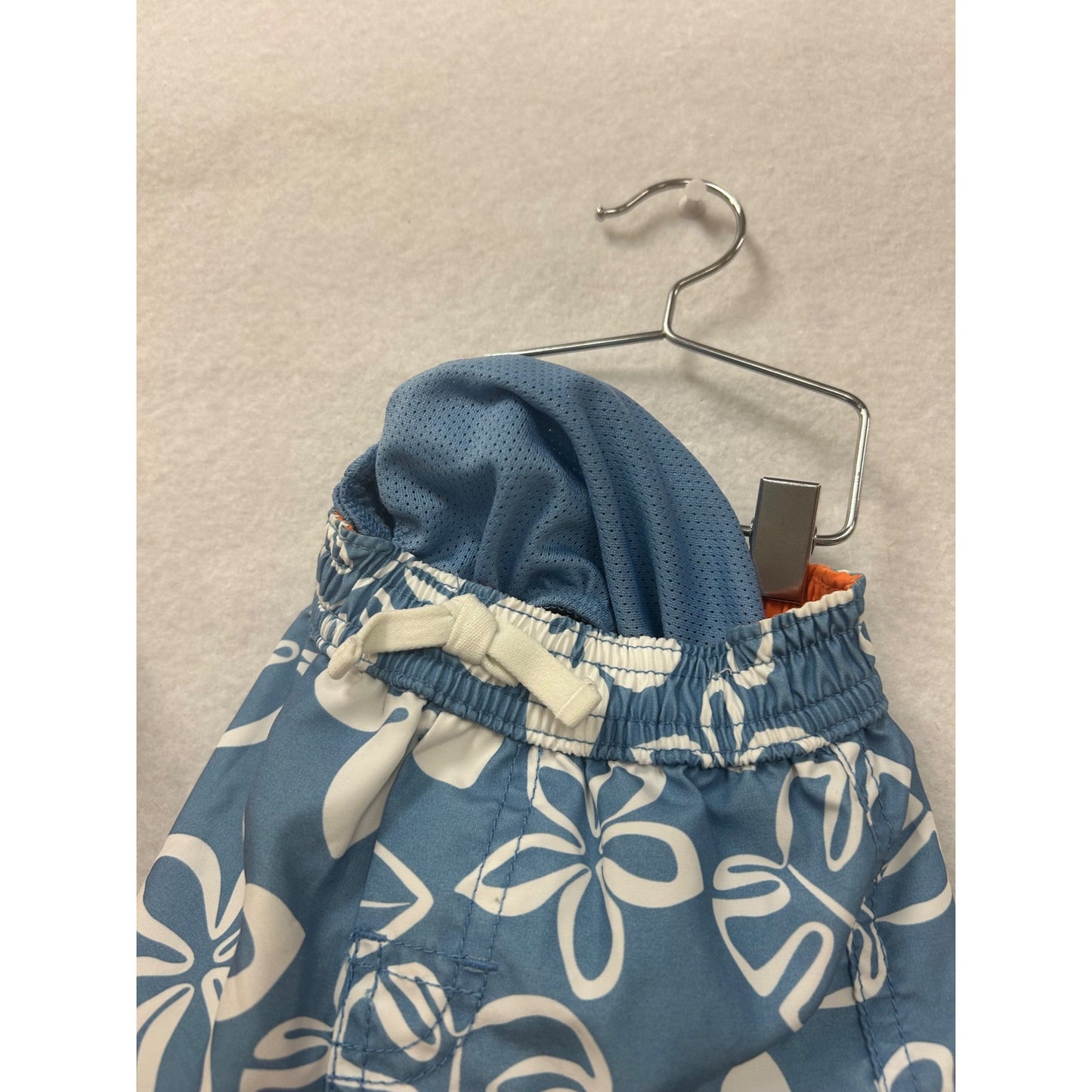 Baby Boys Gap Hawaiian Print Swim Shorts Size 0-3 Months Elastic Waist & Pockets Polyester Blue & White #6595