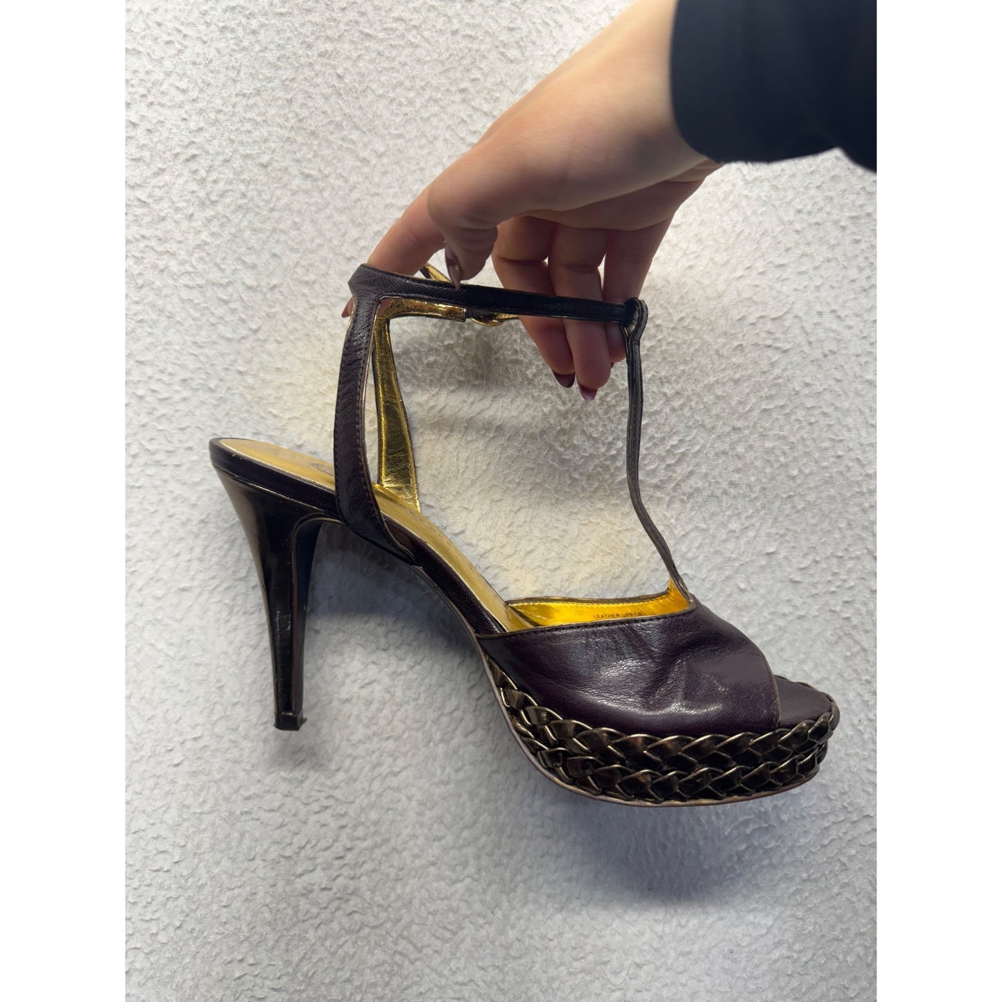 Brown Leather Platform Stiletto Heels Womens Size 9 #9014