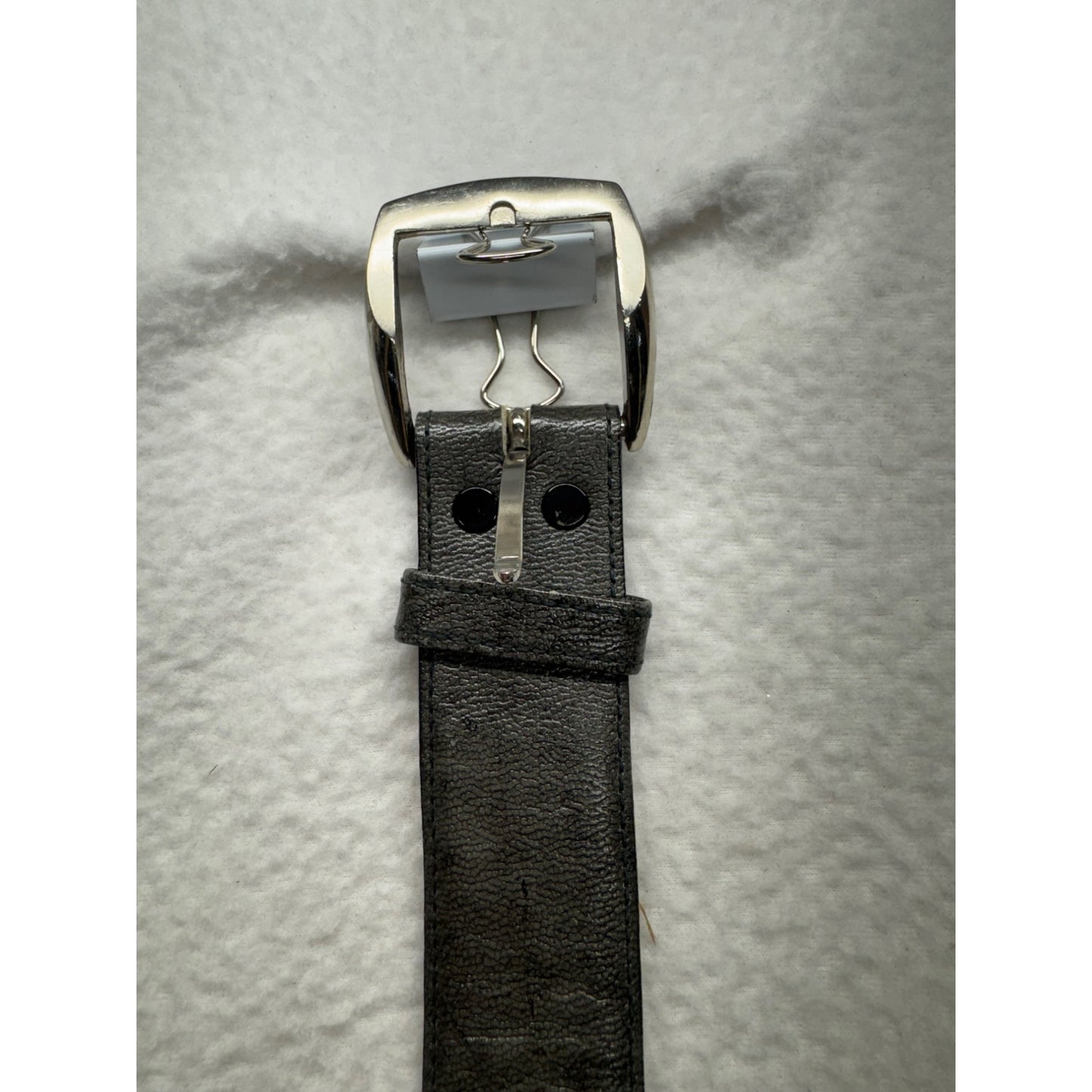 Black Leather Belt With Silver Buckle 34" Antiqued Cowhide #9883