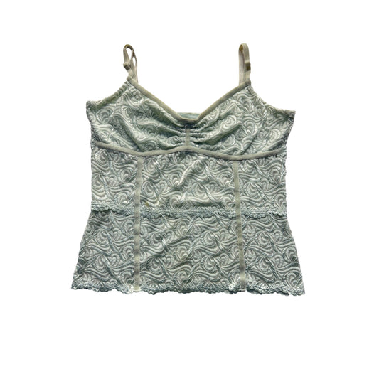 Bebe Green Lace Camisole Tank Top Nylon Blend Adjustable Straps L #9715