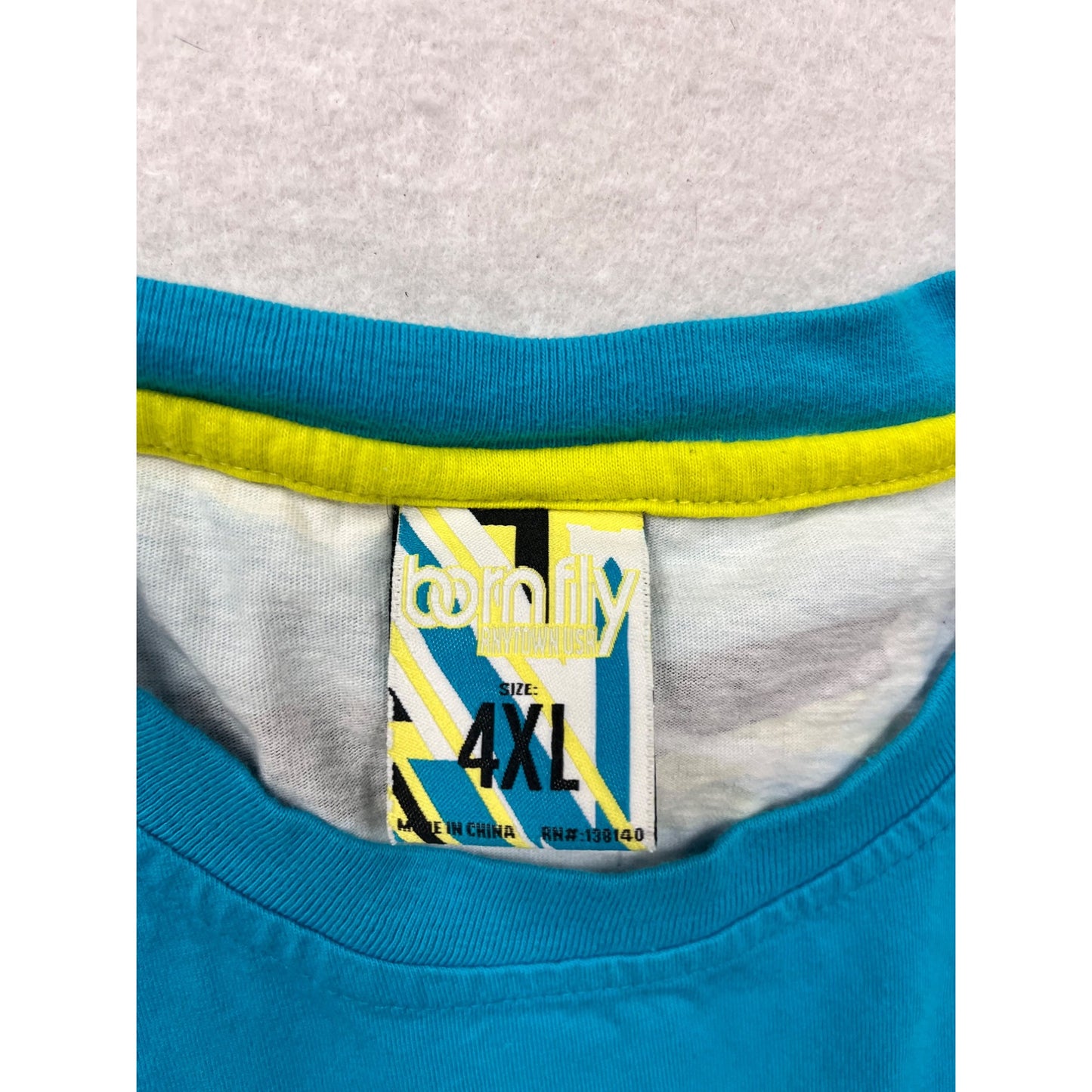 Born Fly Blue Graphic T-Shirt 4XL Mens Short Sleeve Crew #8809