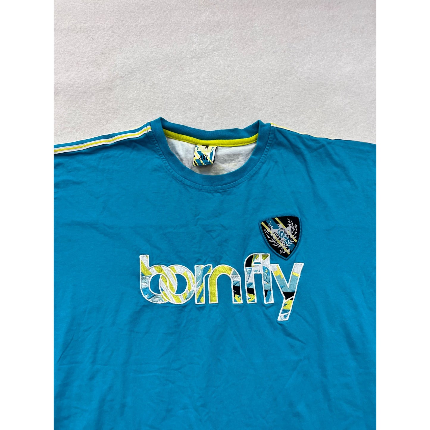 Born Fly Blue Graphic T-Shirt 4XL Mens Short Sleeve Crew #8809