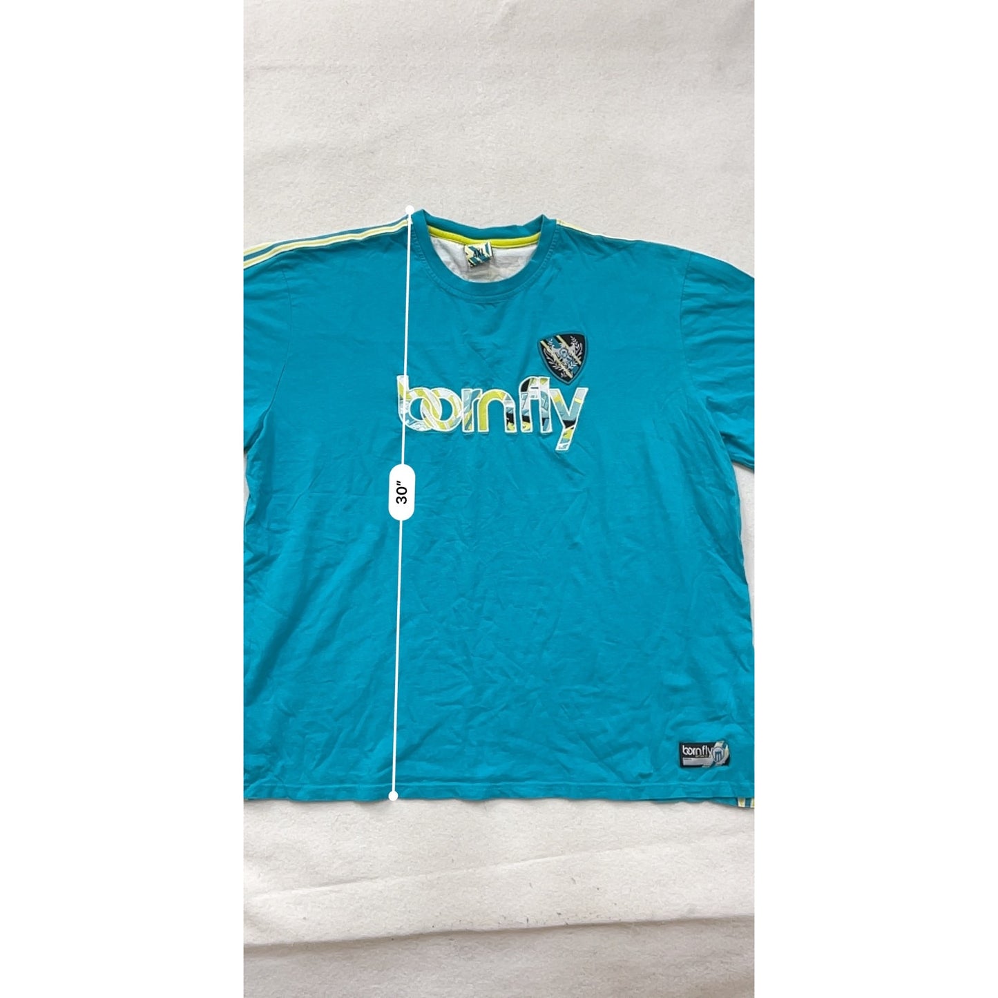 Born Fly Blue Graphic T-Shirt 4XL Mens Short Sleeve Crew #8809