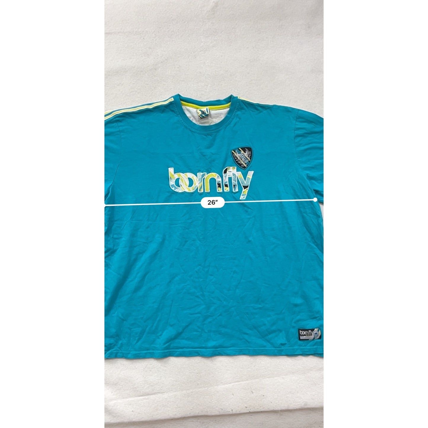 Born Fly Blue Graphic T-Shirt 4XL Mens Short Sleeve Crew #8809