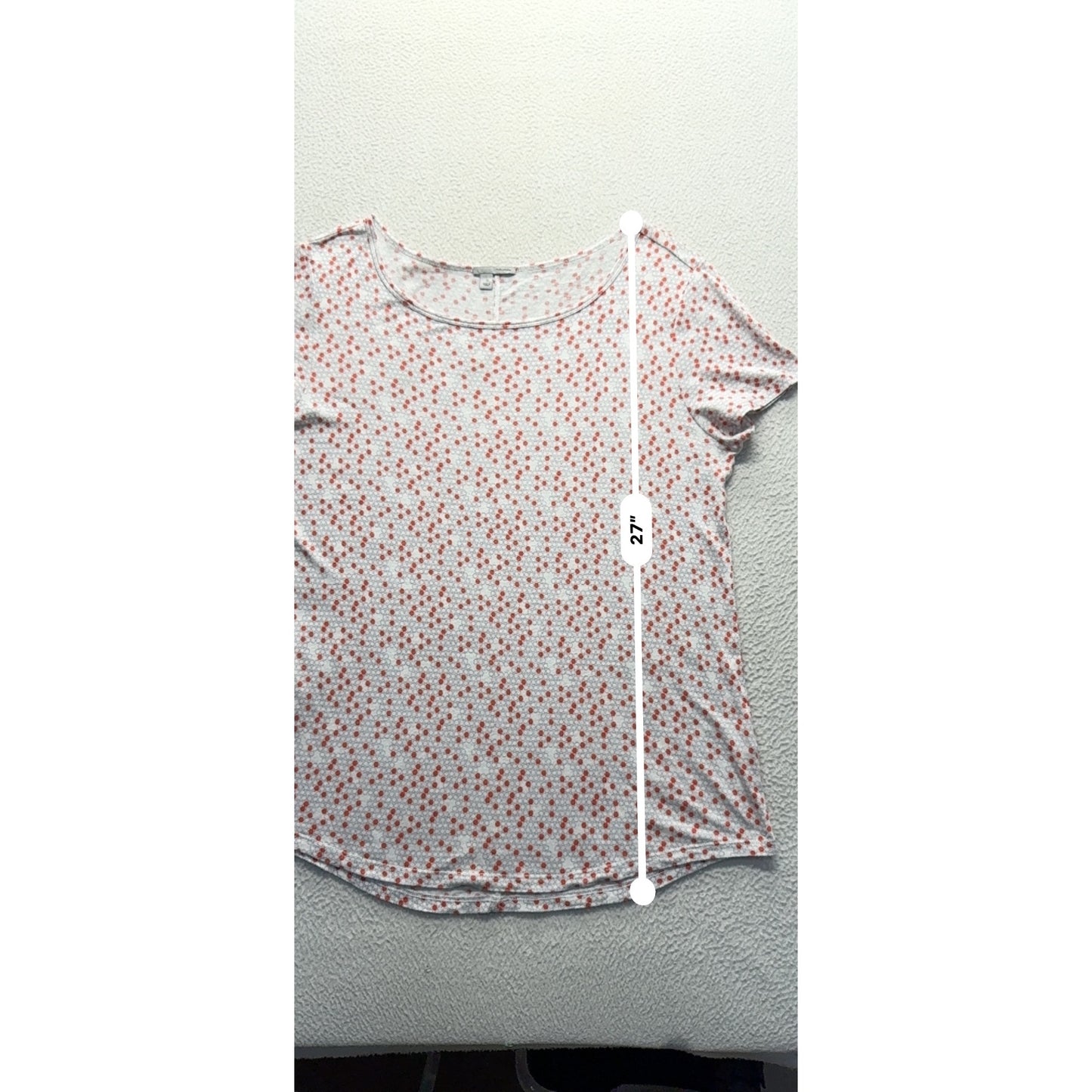 Halogen S Red & White Polka Dot Short Sleeve Top 243B