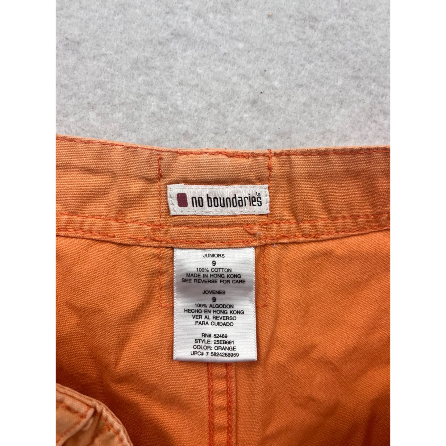No Boundaries Orange Juniors Size 9 Cotton Shorts #873A