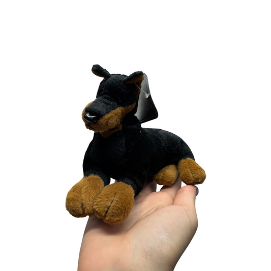 Stuffins Inc. Doberman Pinscher Plush Toy Black & Brown Dog 1997 #413B