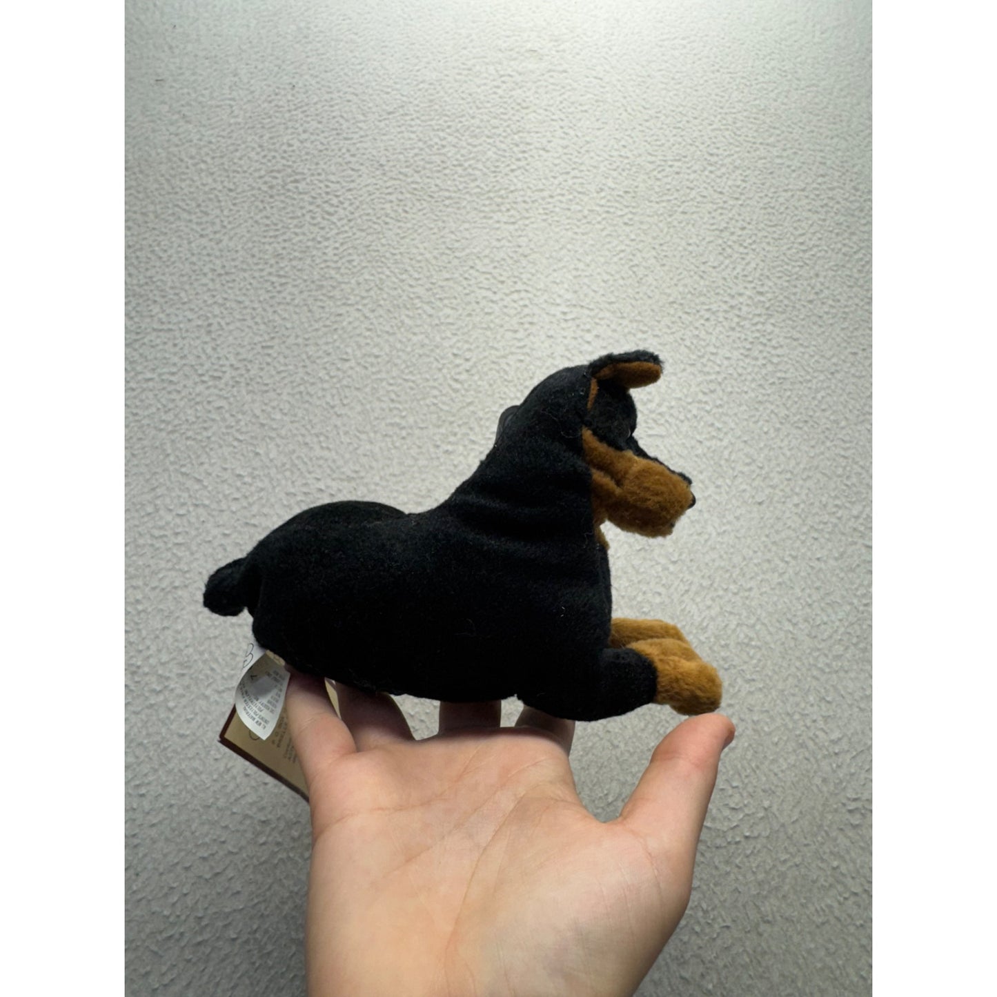 Stuffins Inc. Doberman Pinscher Plush Toy Black & Brown Dog 1997 #413B