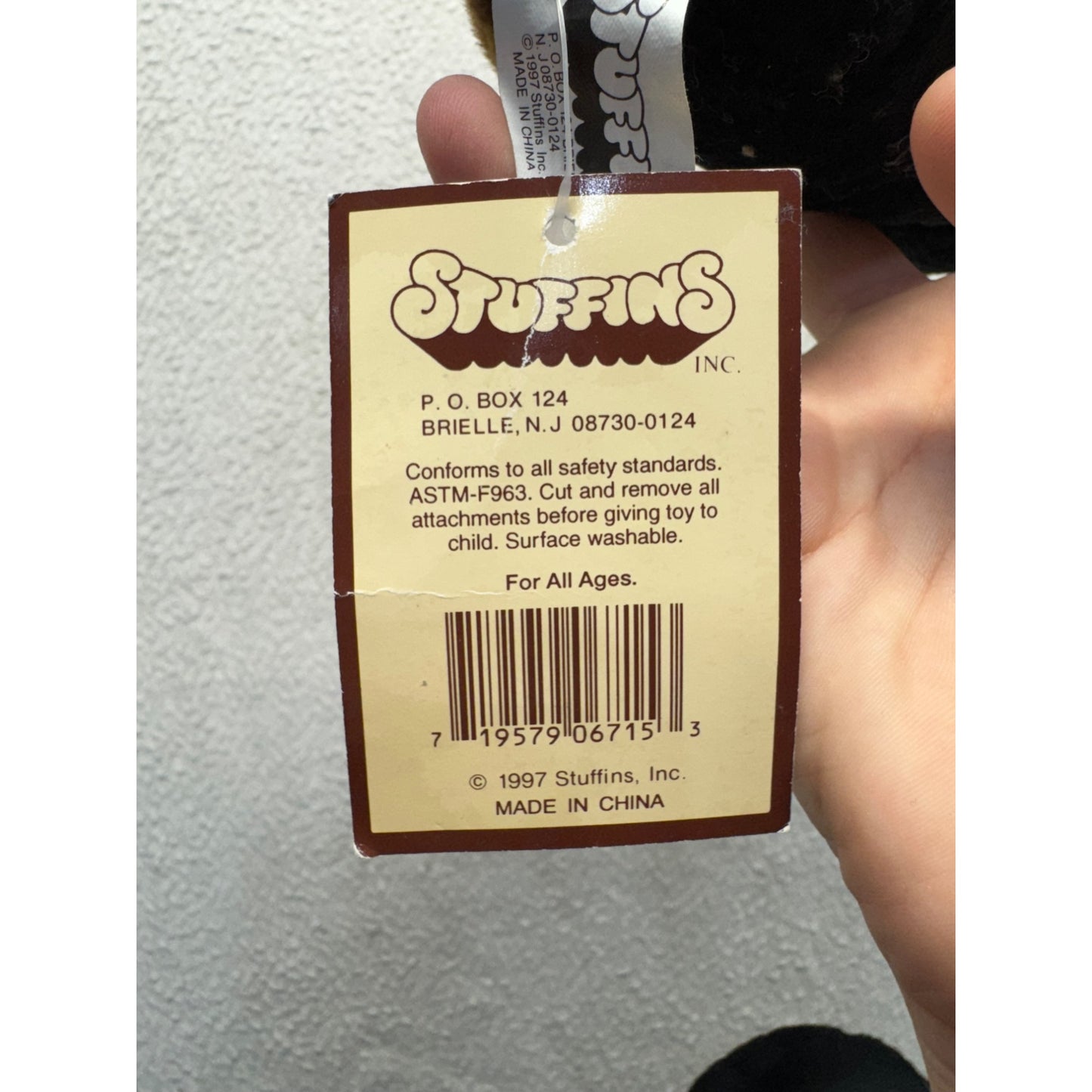 Stuffins Inc. Doberman Pinscher Plush Toy Black & Brown Dog 1997 #413B