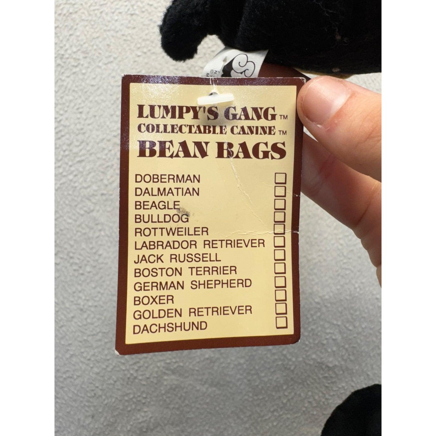 Stuffins Inc. Doberman Pinscher Plush Toy Black & Brown Dog 1997 #413B