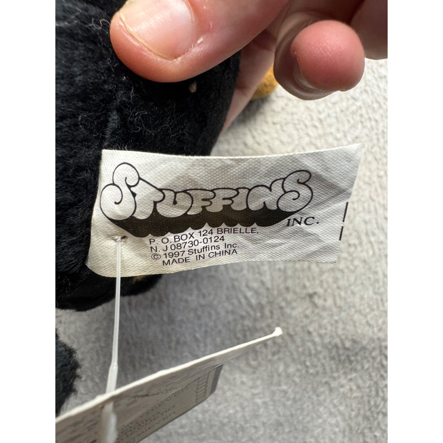 Stuffins Inc. Doberman Pinscher Plush Toy Black & Brown Dog 1997 #413B