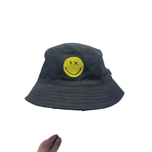 SmileyWorld Reversible Bucket Hat With Embroidered Yellow Smiley Face #9217