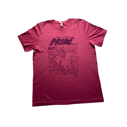 Twin Cities Pride Red Cow T-Shirt L By Bella+Canvas Cotton/Polyester Blend #7154