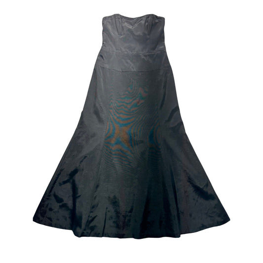 Nicole Miller Black Satin Strapless Gown Size 12 312B