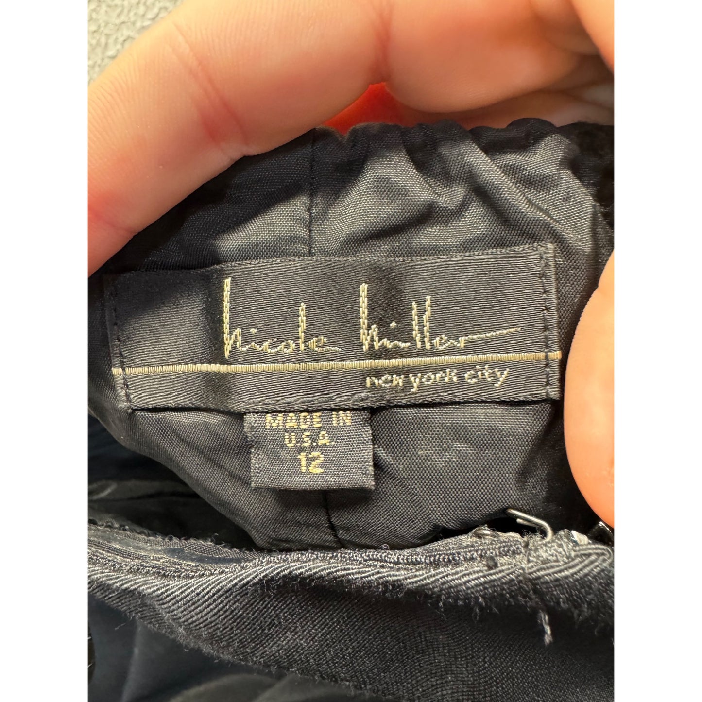 Nicole Miller Black Satin Strapless Gown Size 12 312B