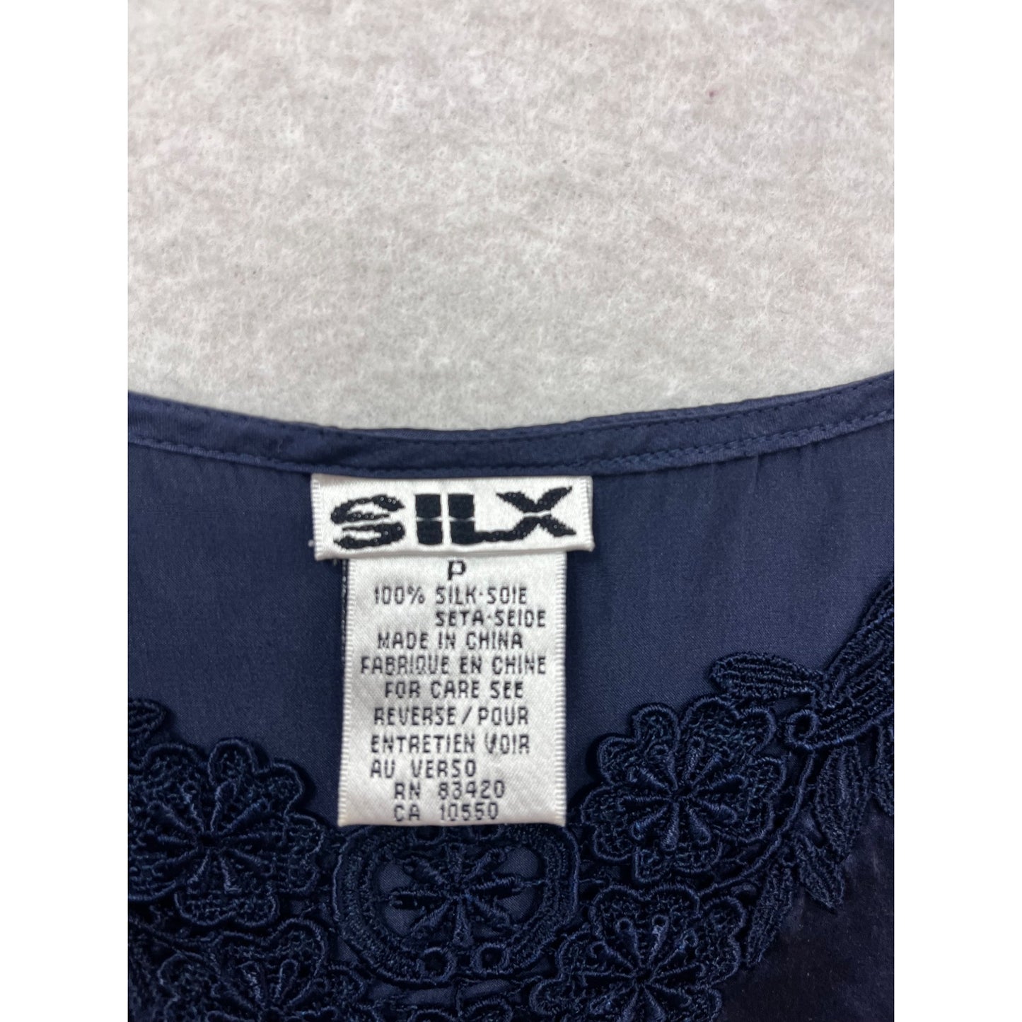 Silk Sleeveless Top With Floral Embroidery #639A