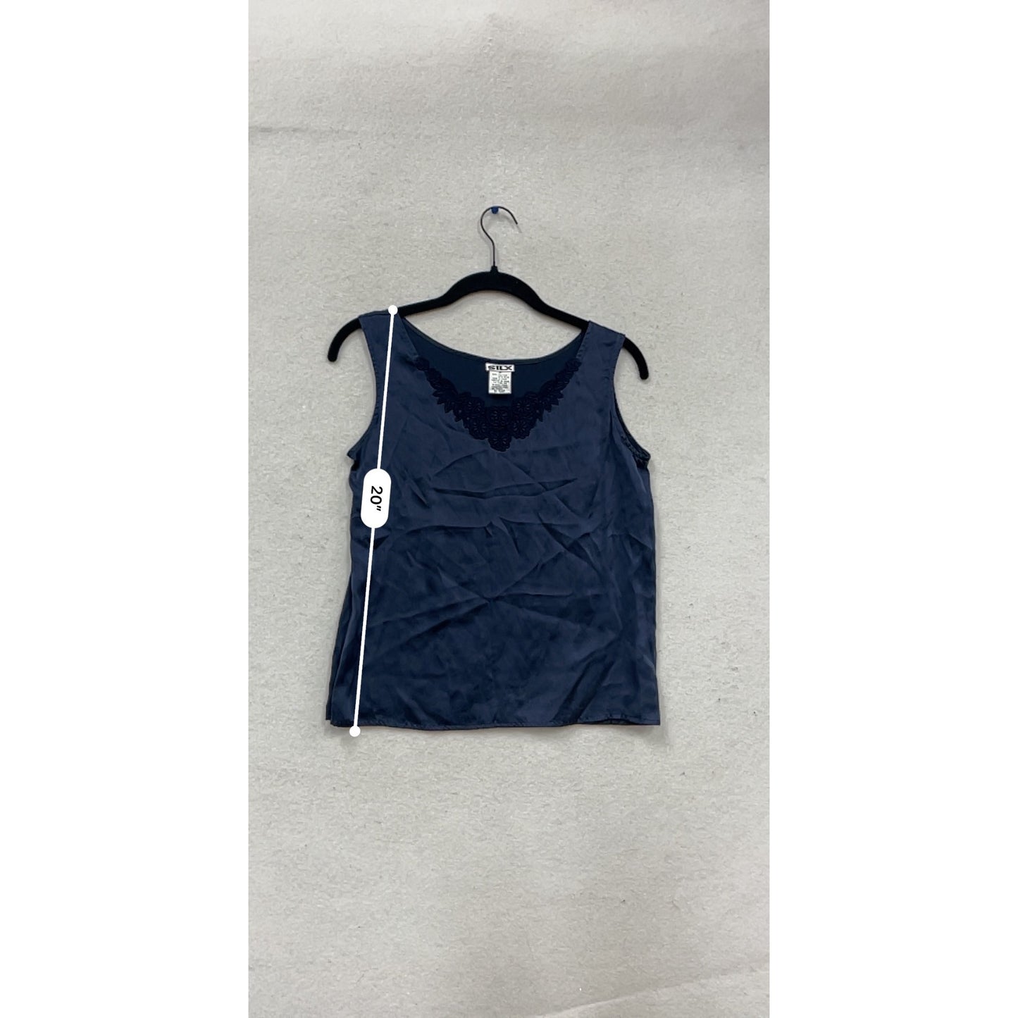 Silk Sleeveless Top With Floral Embroidery #639A