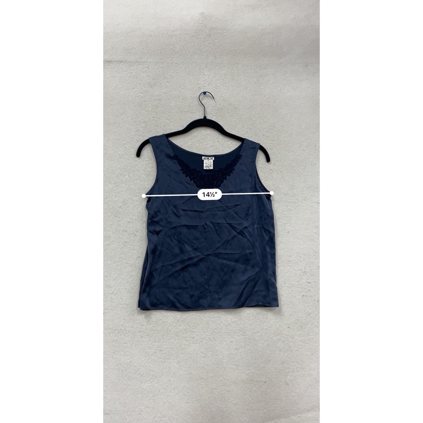 Silk Sleeveless Top With Floral Embroidery #639A