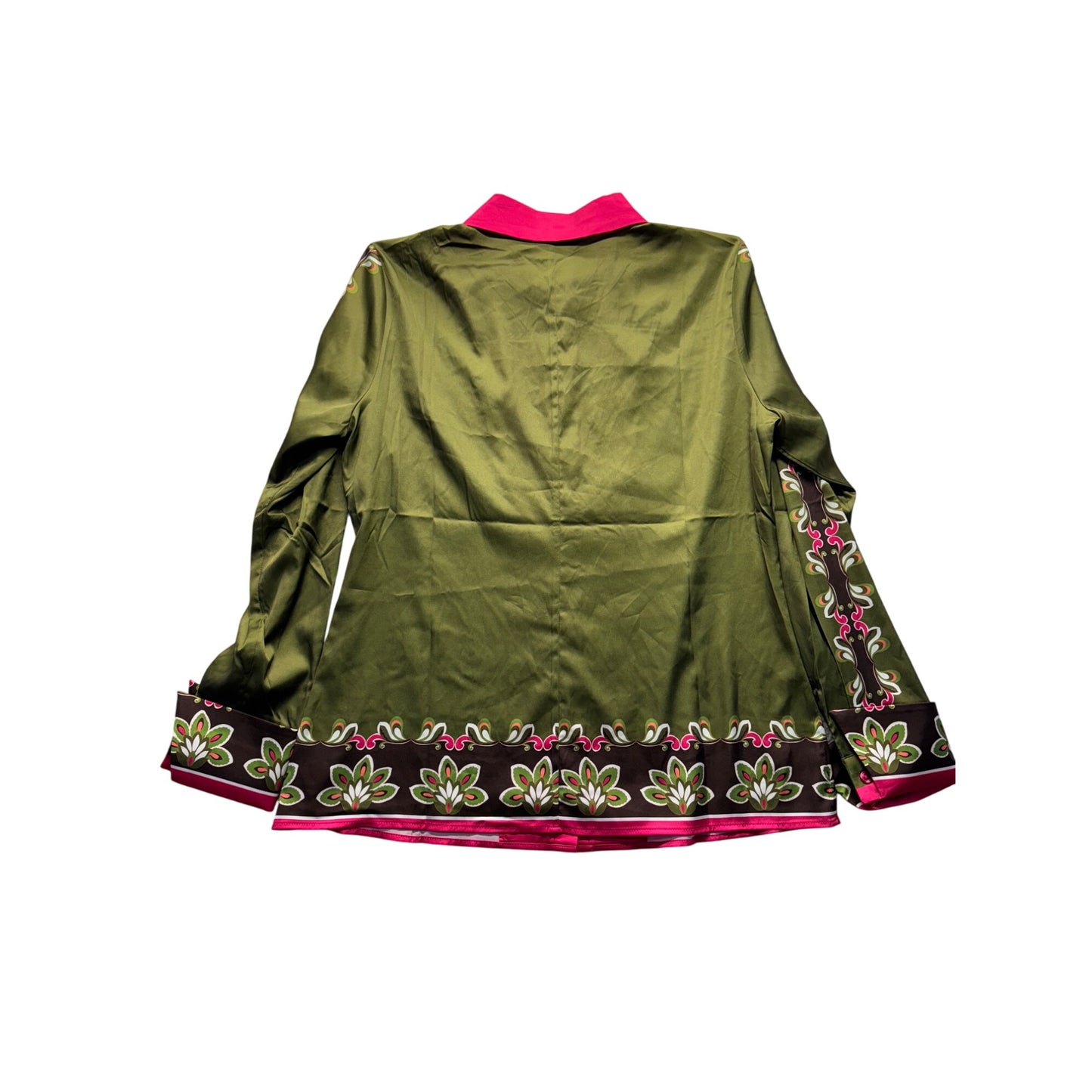 Boston Proper Floral Button-Up Shirt Size 10 Polyester/Spandex #7925