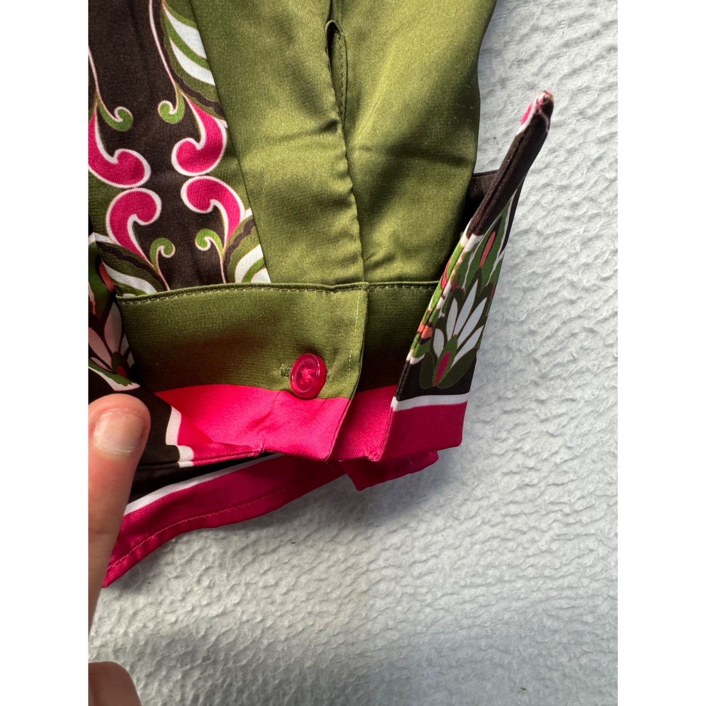 Boston Proper Floral Button-Up Shirt Size 10 Polyester/Spandex #7925