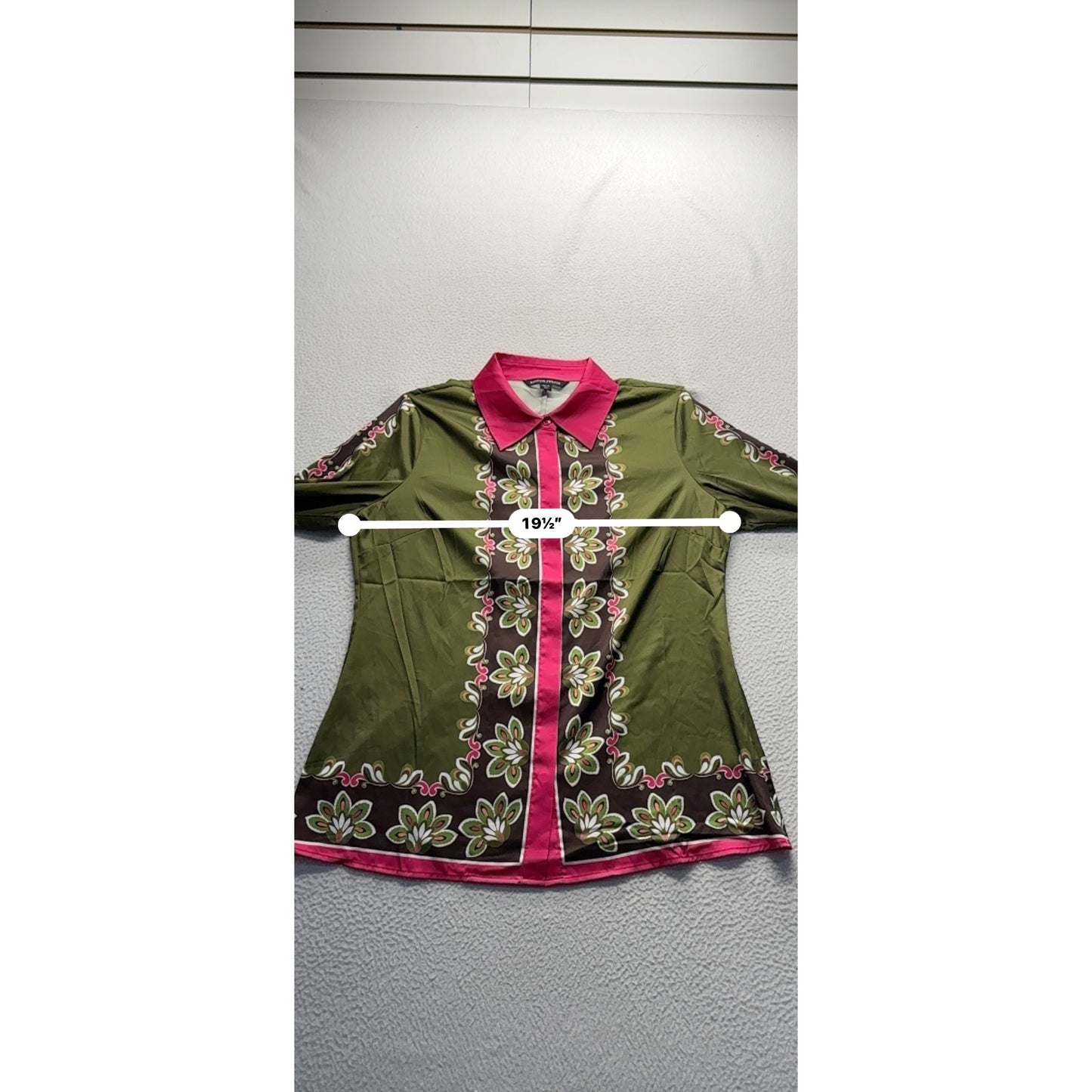 Boston Proper Floral Button-Up Shirt Size 10 Polyester/Spandex #7925