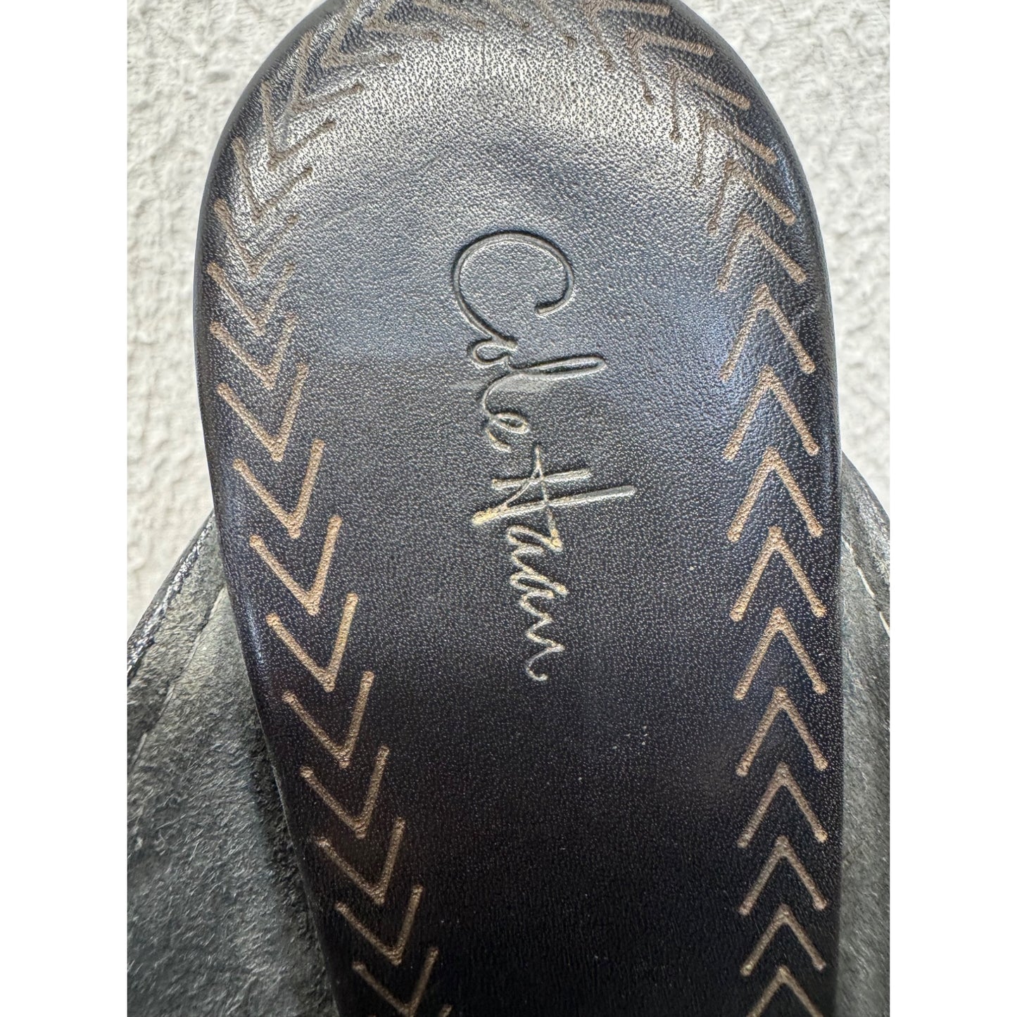 Cole Haan Black Leather Braided Strap Heeled Sandals #9018