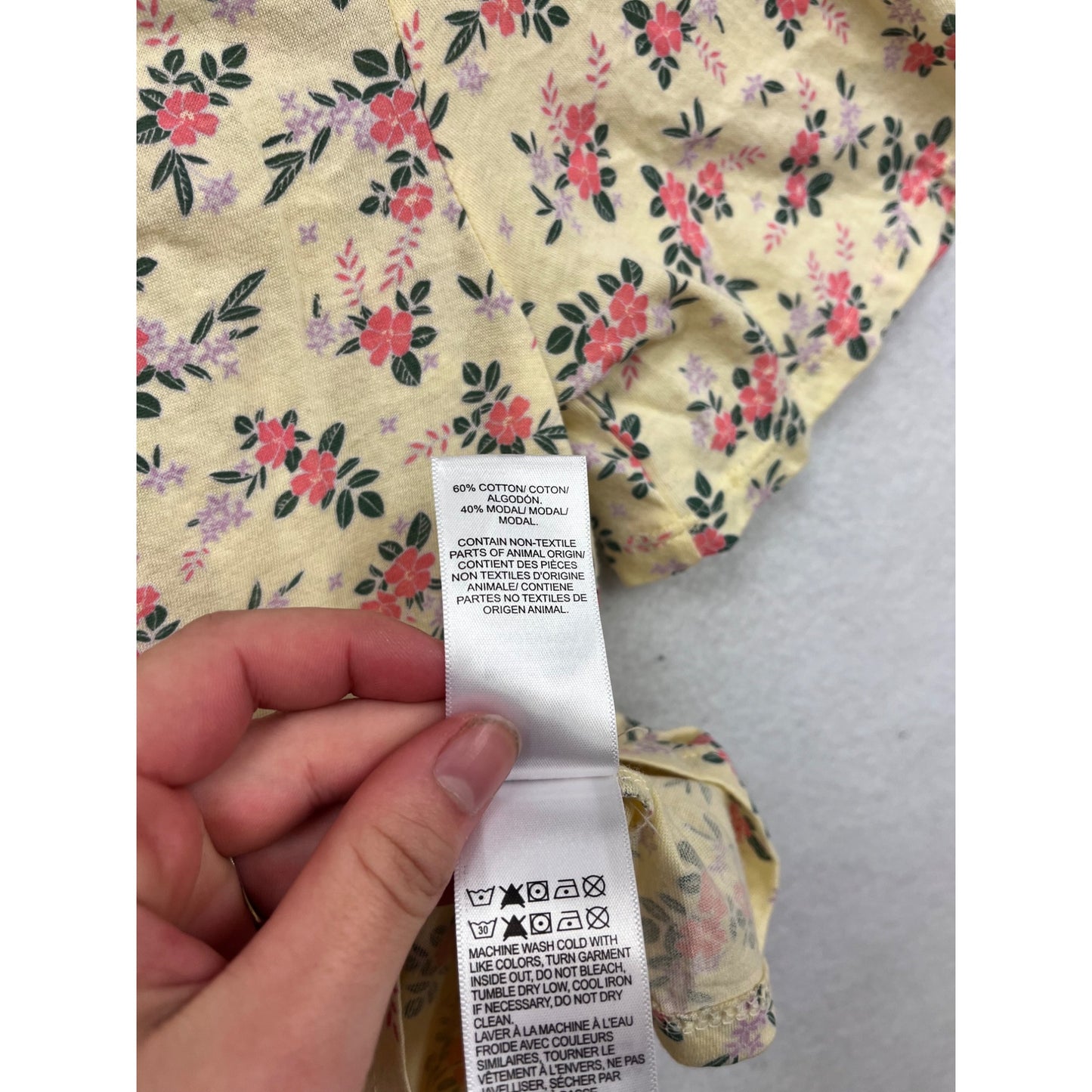Lucky Brand Womens XS Floral V-Neck Button Front Short Sleeve Top Beige Pink #6880