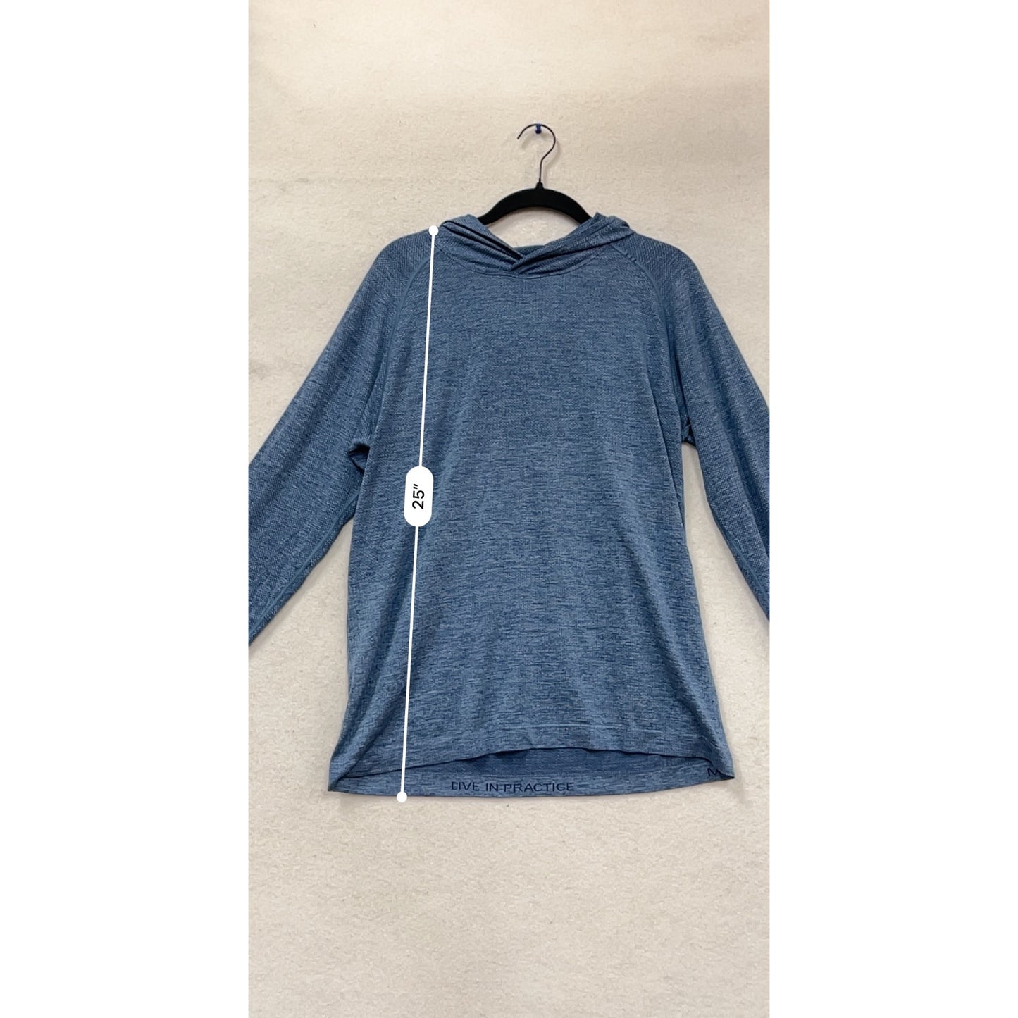 Live In Practice Blue Hooded Long Sleeve Top - Medium Size #939A