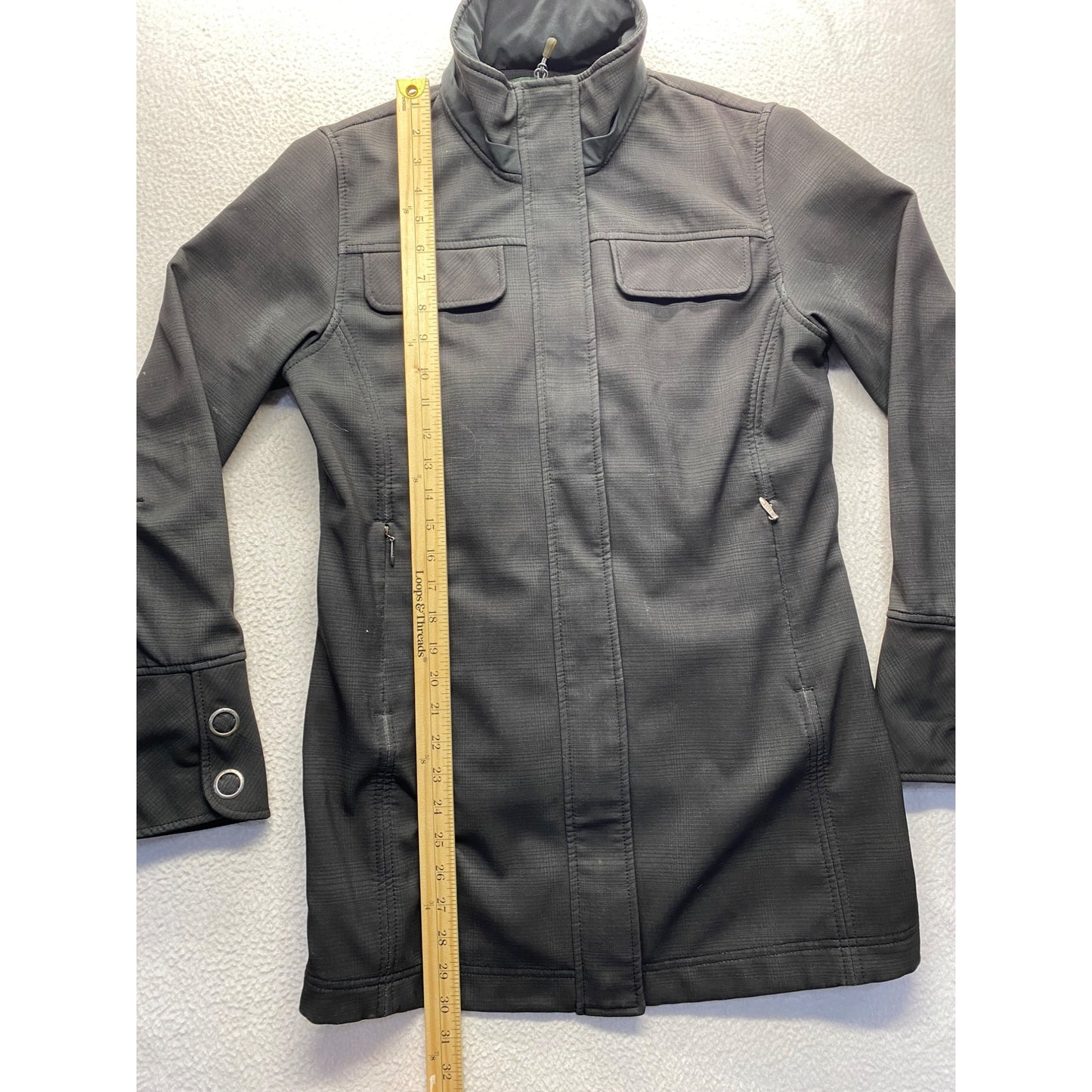 Woolrich Womens Medium Black Polyester Coat Jacket With Stand Collar & Buttoned Cuffs #7095