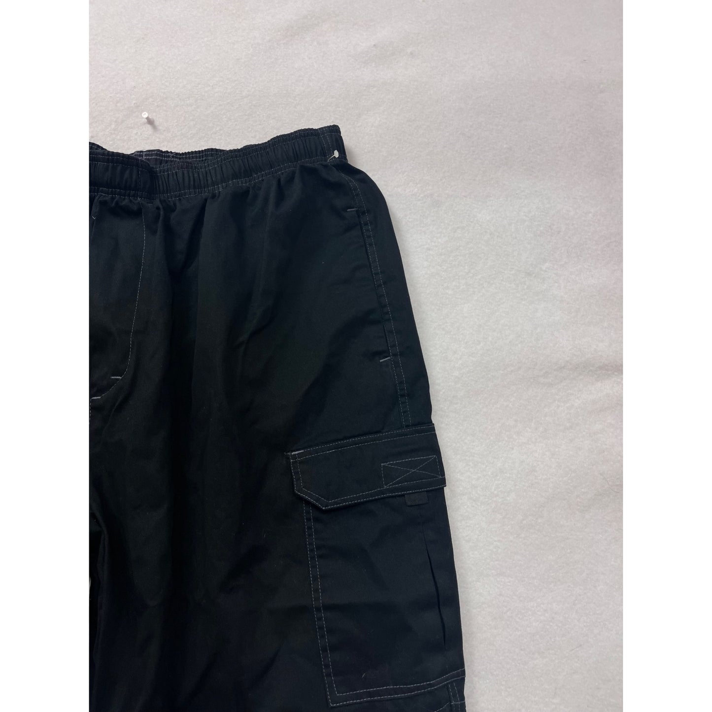 Happy Chef Black Cargo Chef Pants 2XL Elastic Waist Cooking Workwear  #8150