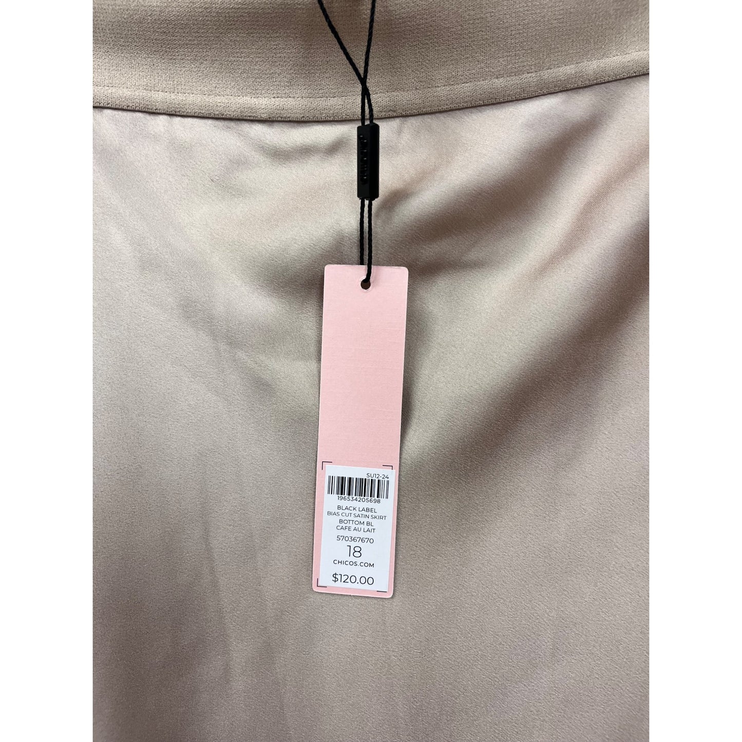 Chicos Black Label Beige A-Line Midi Skirt Sz 18 #8819