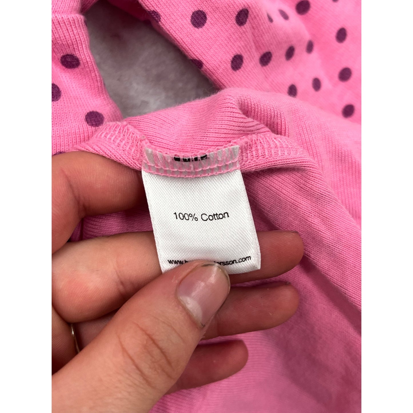 Hanna Andersson Pink Polka Dot Long Sleeve Dress Cotton Toddler Girl #8385