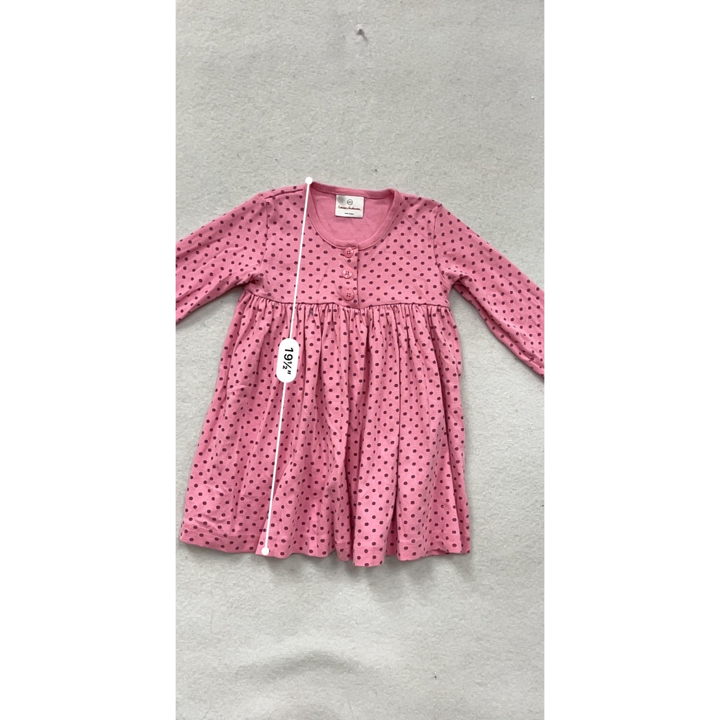 Hanna Andersson Pink Polka Dot Long Sleeve Dress Cotton Toddler Girl #8385