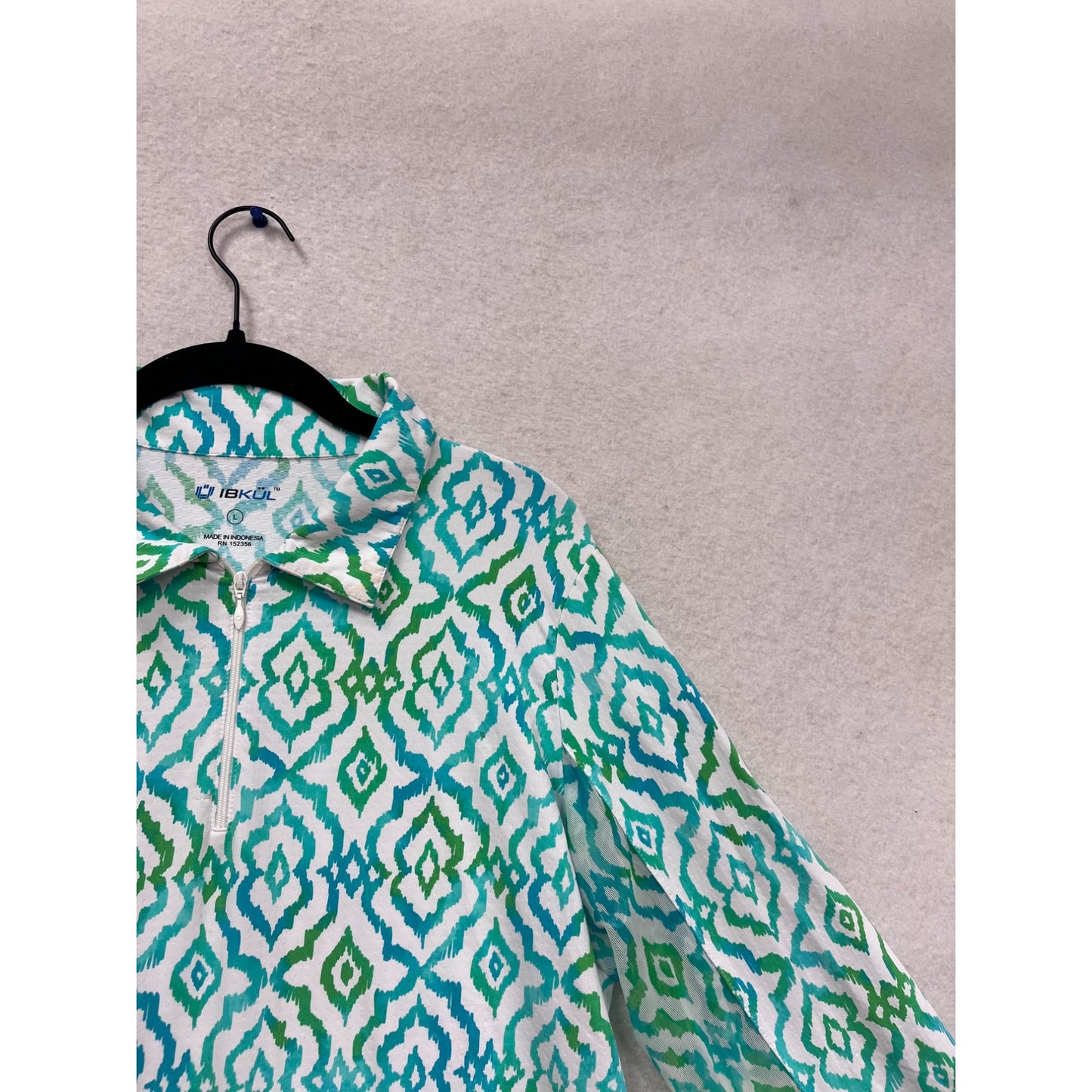 Ibkul Long Sleeve Zip Pullover Shirt L #653A