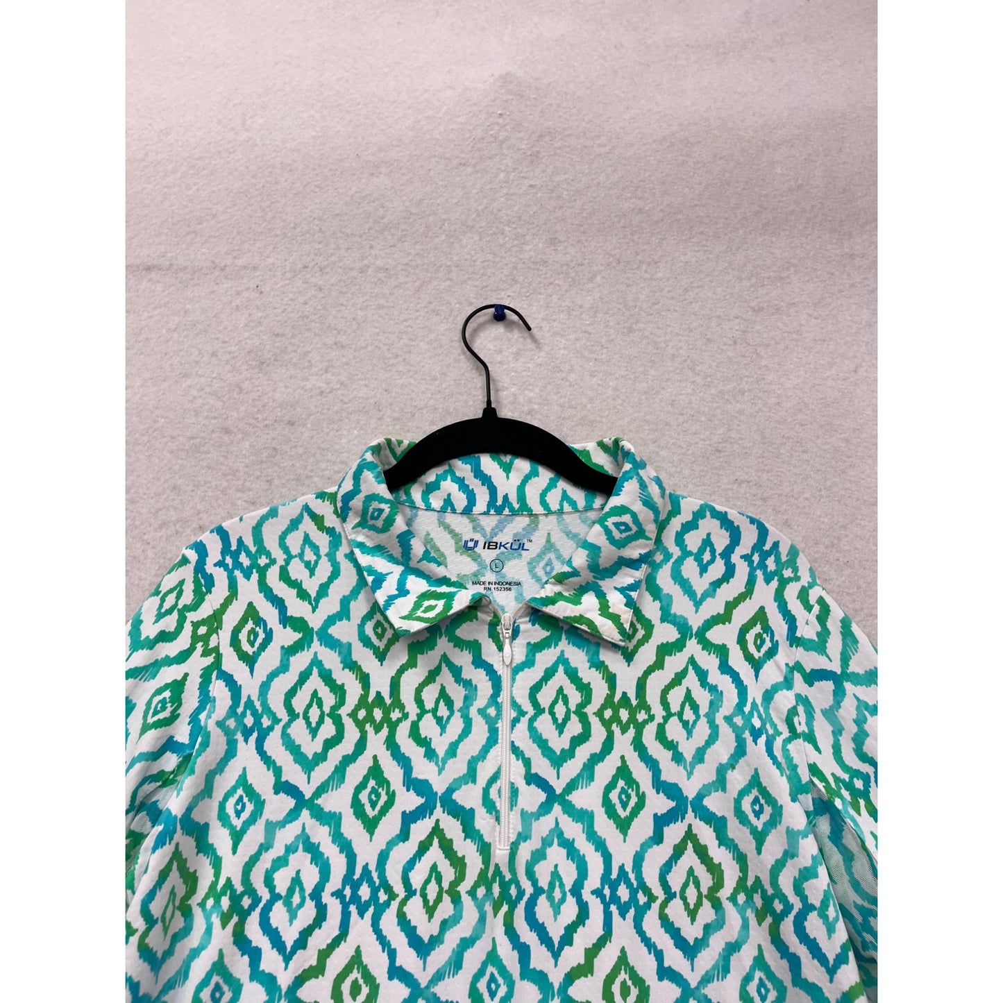 Ibkul Long Sleeve Zip Pullover Shirt L #653A