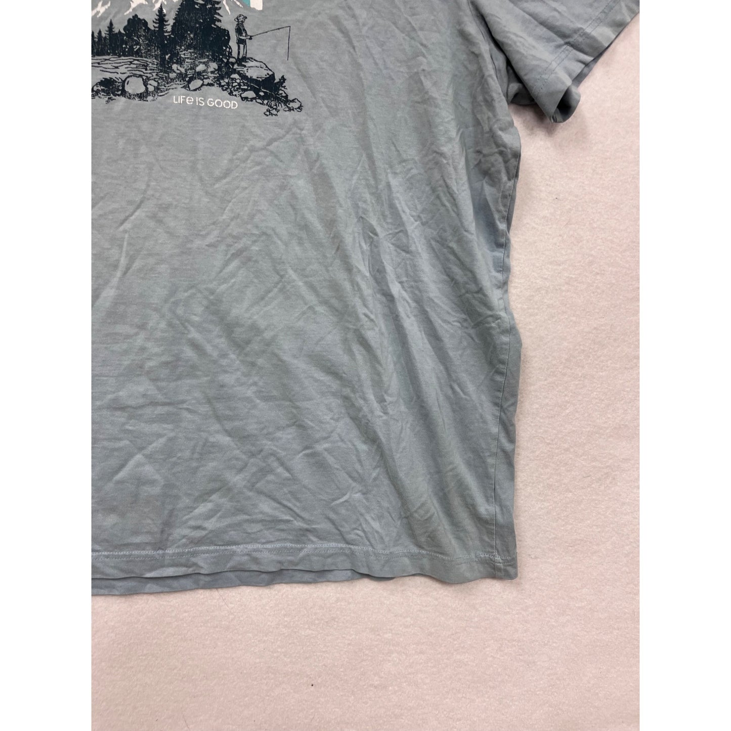 Mens XL Life Is Good Graphic Tee With Mountain & Sunset Design #8901