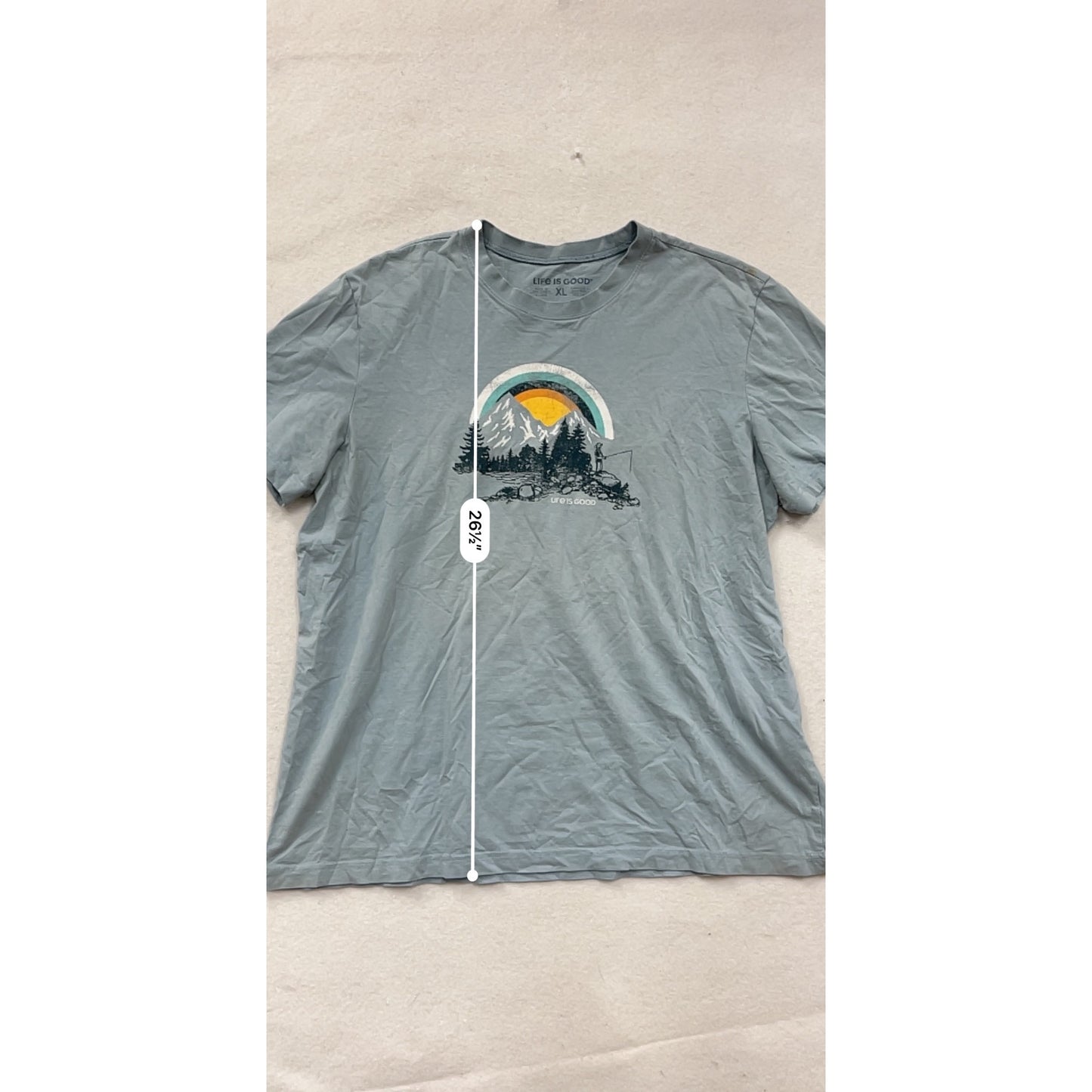 Mens XL Life Is Good Graphic Tee With Mountain & Sunset Design #8901