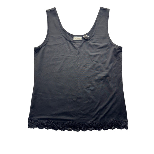 Chicos Black Sleeveless Tank Top With Lace Hem Womens Size 1 Stretch Blend #7817
