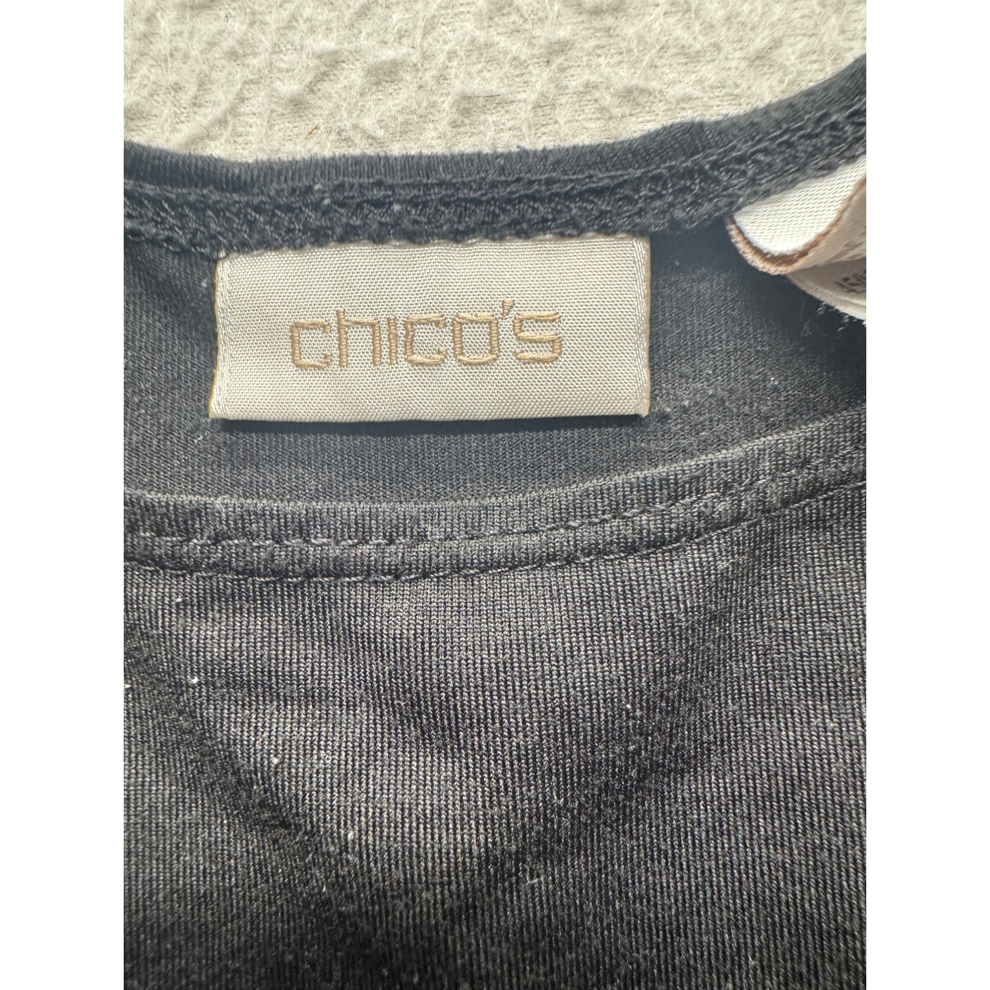 Chicos Black Sleeveless Tank Top With Lace Hem Womens Size 1 Stretch Blend #7817
