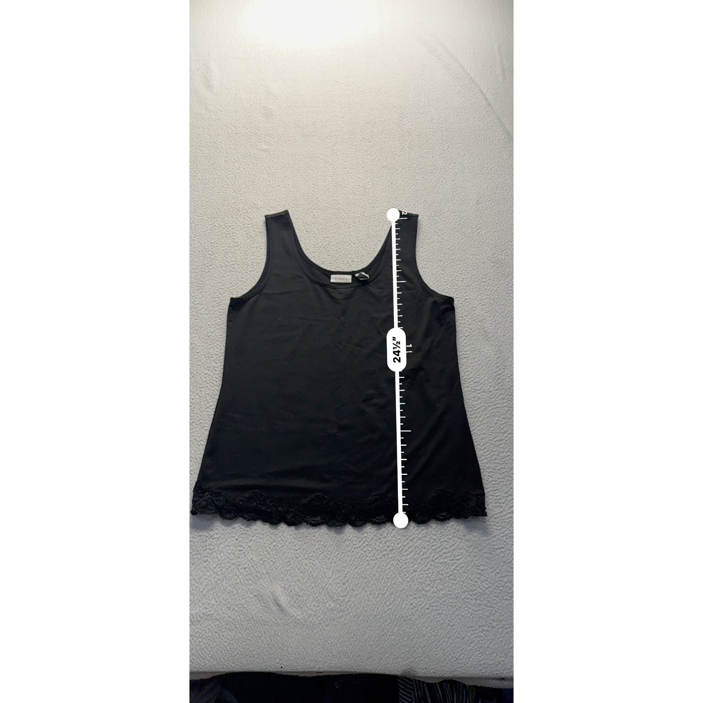 Chicos Black Sleeveless Tank Top With Lace Hem Womens Size 1 Stretch Blend #7817