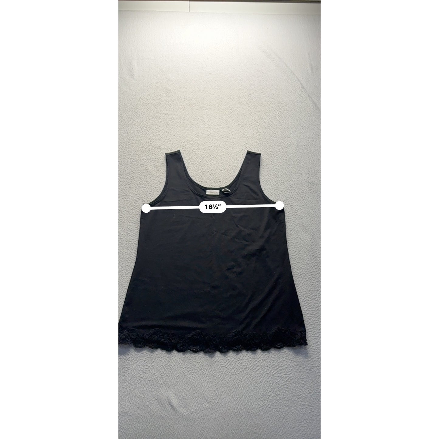 Chicos Black Sleeveless Tank Top With Lace Hem Womens Size 1 Stretch Blend #7817