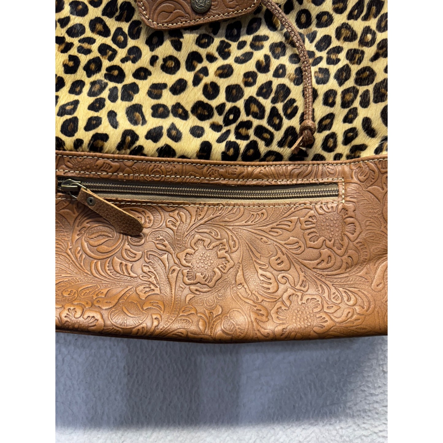 Myra Bag Leopard Print & Embossed Leather Crossbody Purse #9299