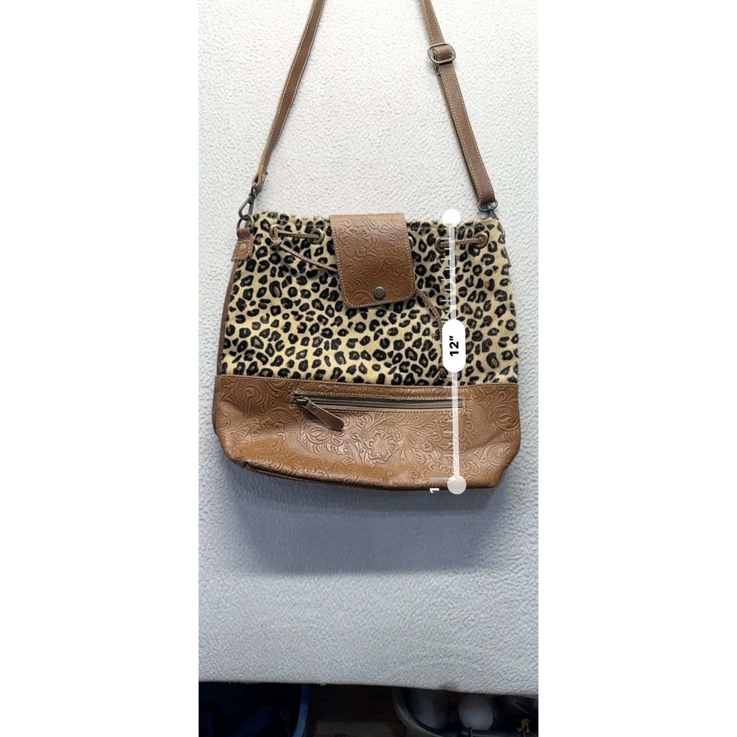 Myra Bag Leopard Print & Embossed Leather Crossbody Purse #9299