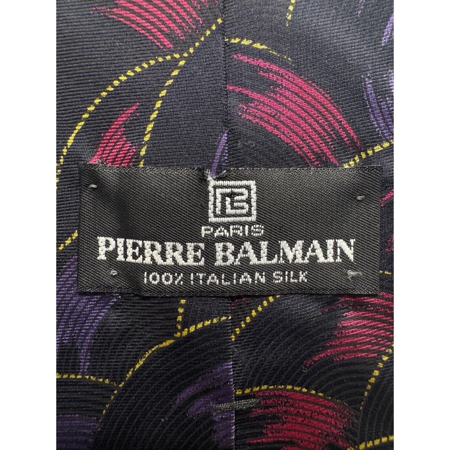Pierre Balmain 100% Italian Silk Tie W/ Abstract Purple/Red #9114