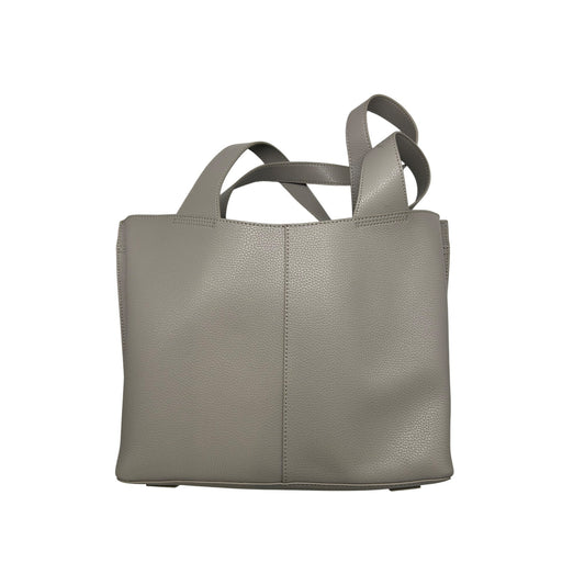 Gray Leather Tote Bag With Dual Handles & Spacious Interior #6643